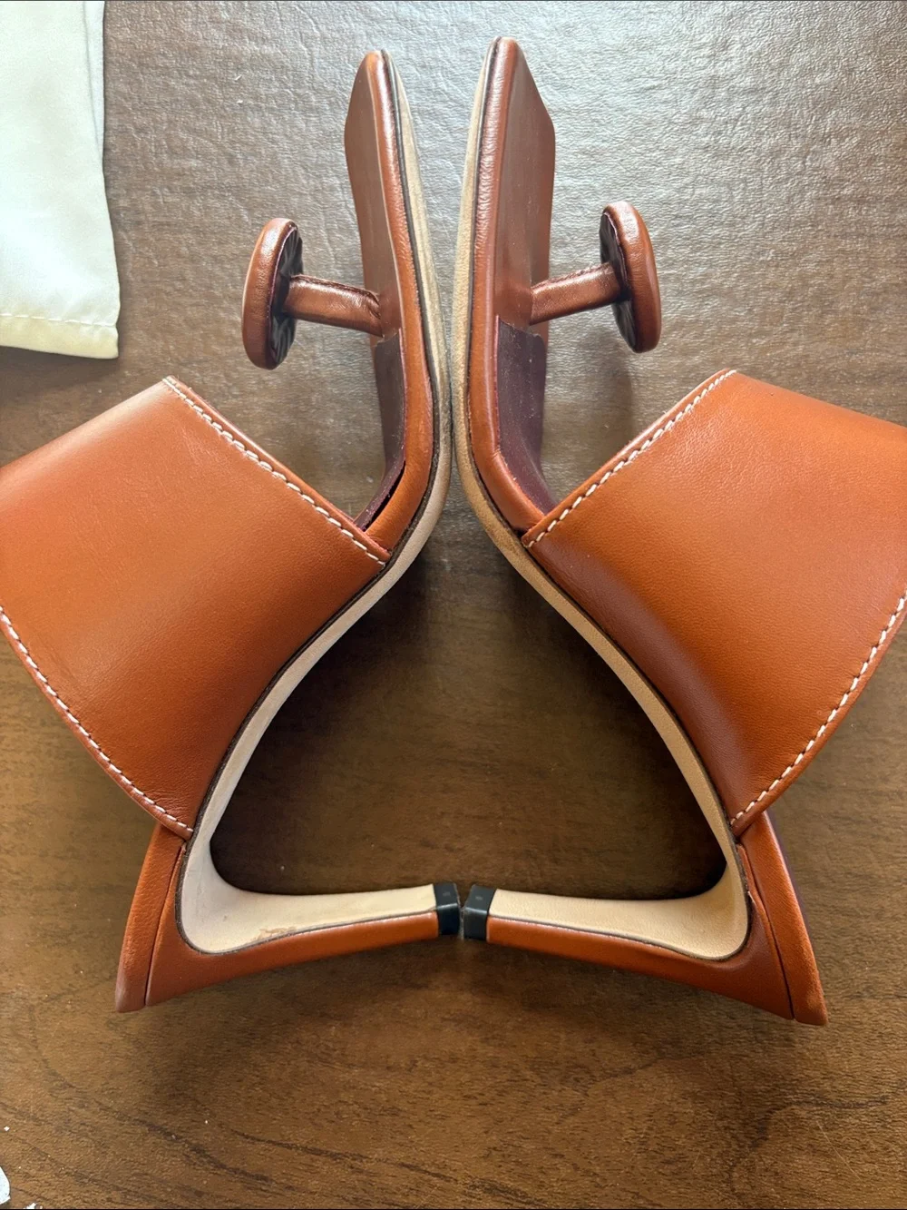 STAUD Brown Leather Toe-Loop Sandal Heels - Picture 5 of 5